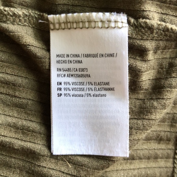 American Eagle Front Cropped Cami Green Ribbed With Spaghetti Straps Size Small - Picture 10 of 14